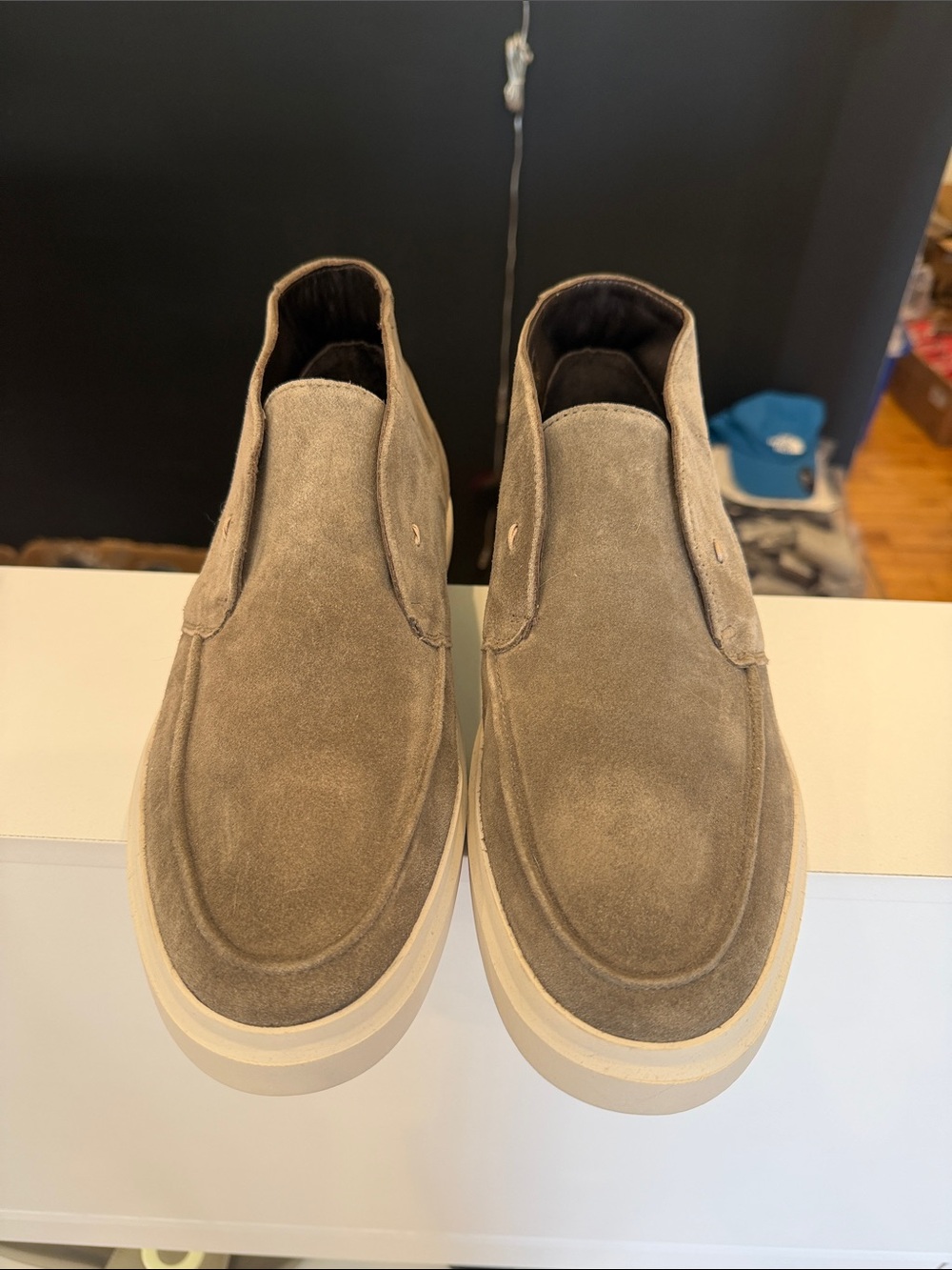 Men's Chukka Slip-On Suede Boots in Taupe